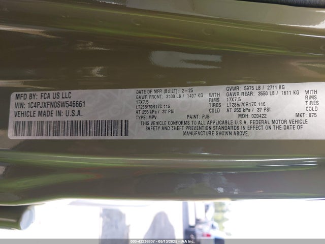 1C4PJXFN0SW546661 Jeep Wrangler