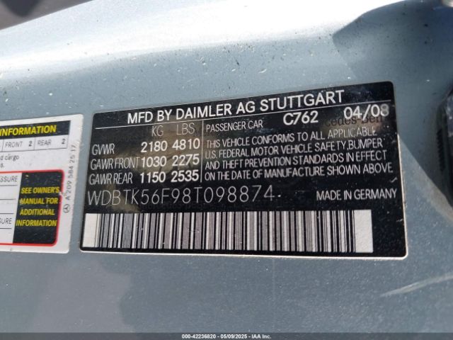 2008 MERCEDES-BENZ CLK 350 WDBTK56F98T098874 Photo 8