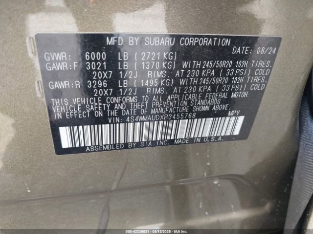4S4WMAUDXR3455768 Subaru Ascent