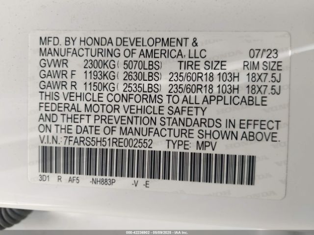 7FARS5H51RE002552 Honda Cr-v Hybrid Sport