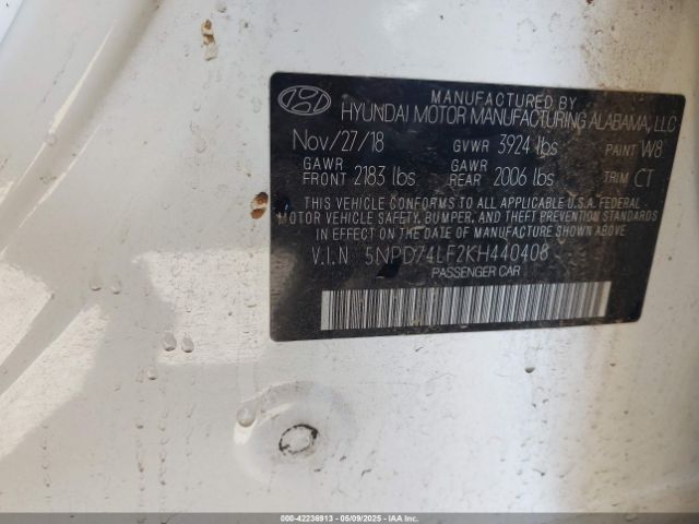2019 HYUNDAI ELANTRA 5NPD74LF2KH440408 Photo 8