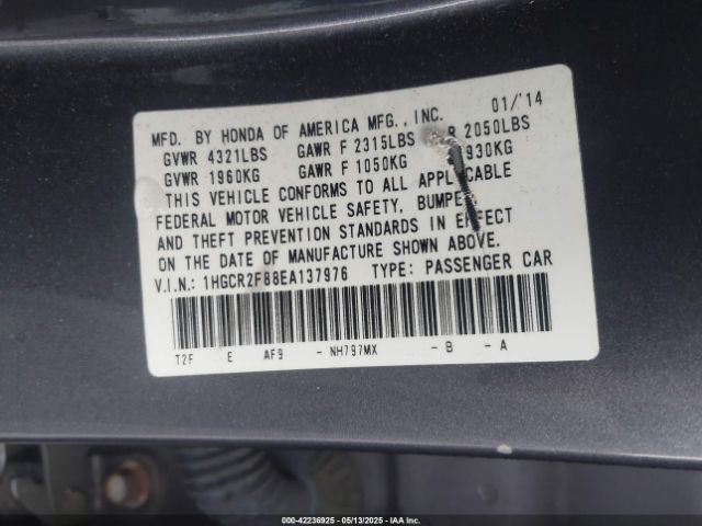 1HGCR2F88EA137976 Honda Accord Ex-l