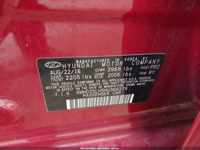 KMHD35LH5HU366379 Hyundai 2017
