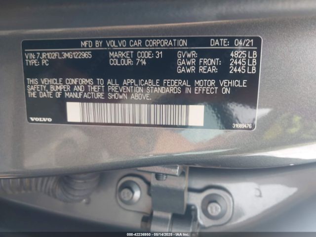 2021 VOLVO S60 7JR102FL3MG122965 Photo 8