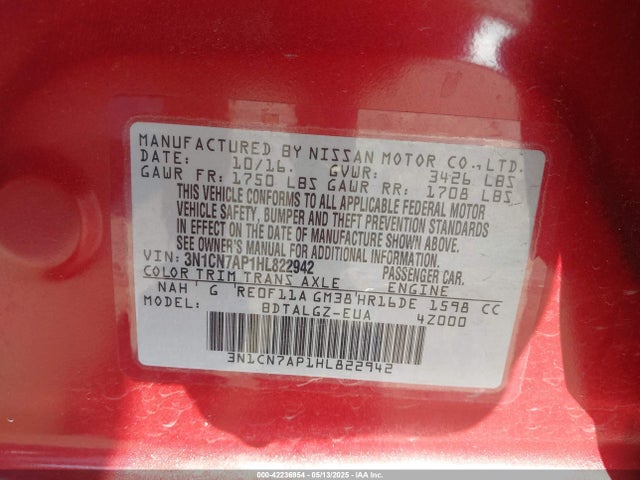 Nissan Versa 1.6 Sl 2017 3N1CN7AP1HL822942 Image 9