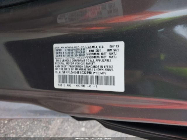 5FNRL5H94EB032490 Honda Odyssey Touring/touring Elite