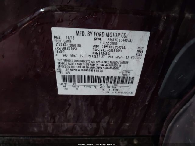2FMPK4J96KBB18838 Ford EDGE SEL