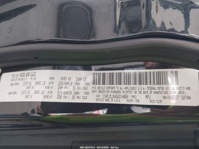 1C4PJMJS4GW314664 Jeep Cherokee Overland