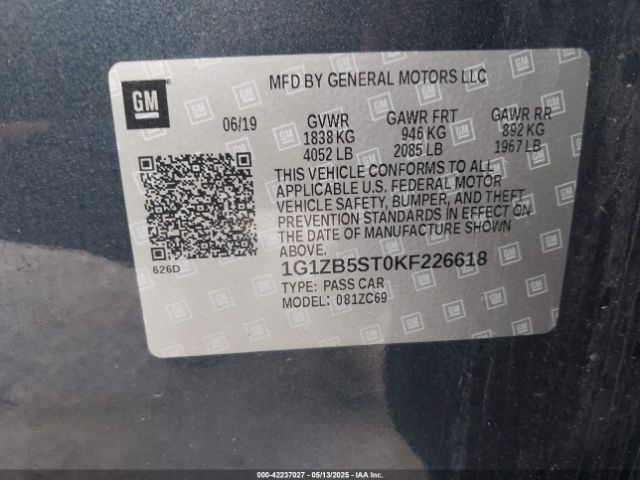 1G1ZB5ST0KF226618 Chevrolet Malibu 1ls