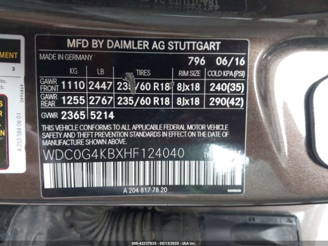 WDC0G4KBXHF124040 Mercedes-Benz Glc 300 4matic