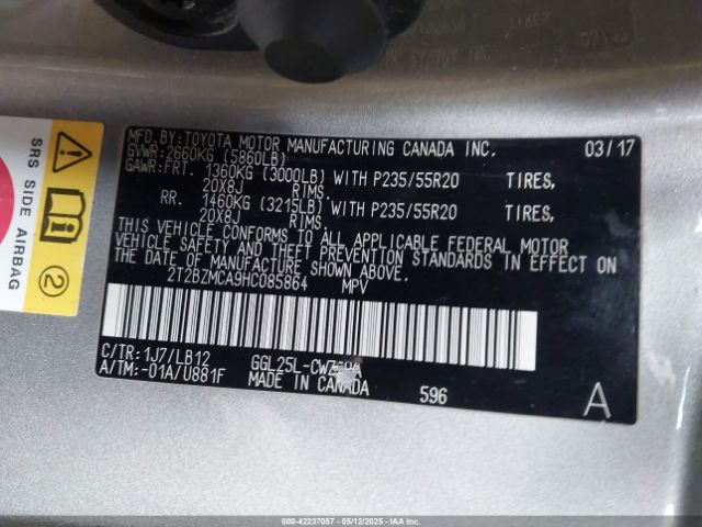 2T2BZMCA9HC085864 Lexus RX 350