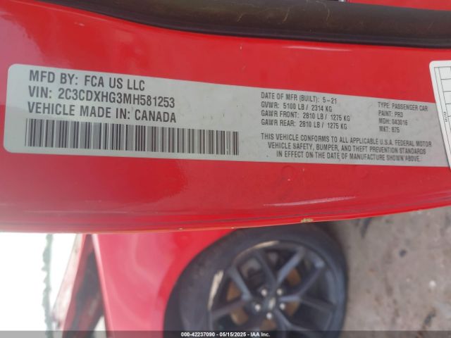 2021 DODGE CHARGER 2C3CDXHG3MH581253 Photo 8