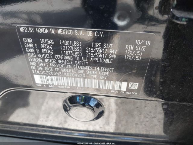 3CZRU5H31KG704823 Honda HR-V LX