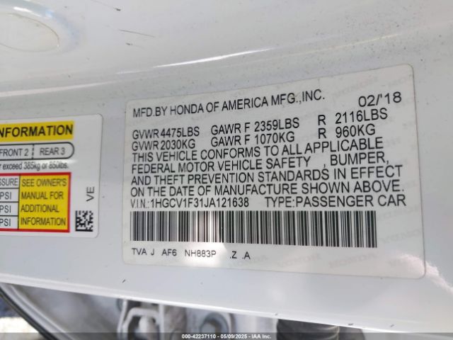 1HGCV1F31JA121638 Honda Accord Sport