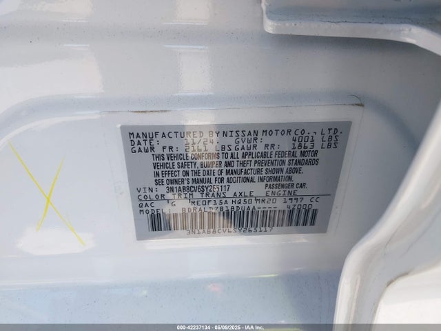 3N1AB8CV6SY265117 Nissan 2025