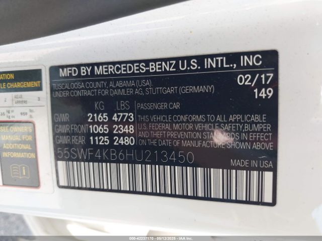 55SWF4KB6HU213450 Mercedes-Benz C 300