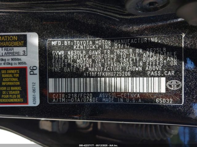 4T1BF1FK8HU725206 Toyota CAMRY LE