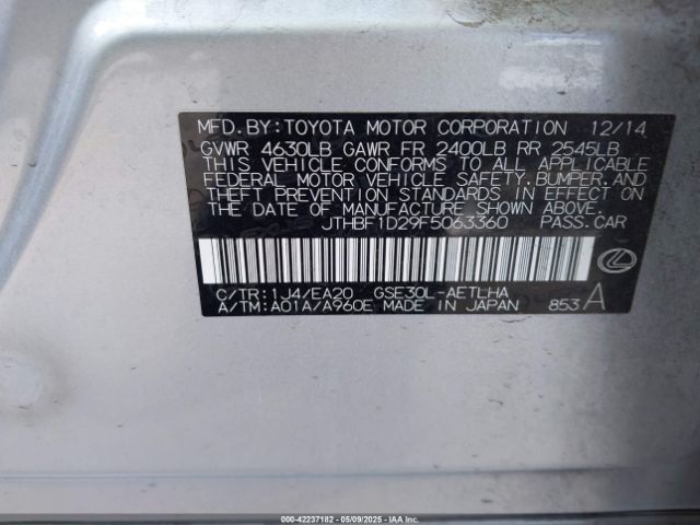 JTHBF1D29F5063360 Lexus IS 250