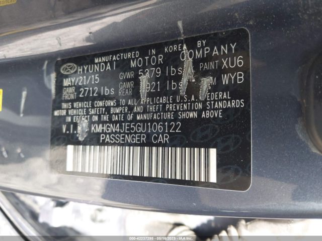 KMHGN4JE5GU106122 Hyundai Genesis 3.8