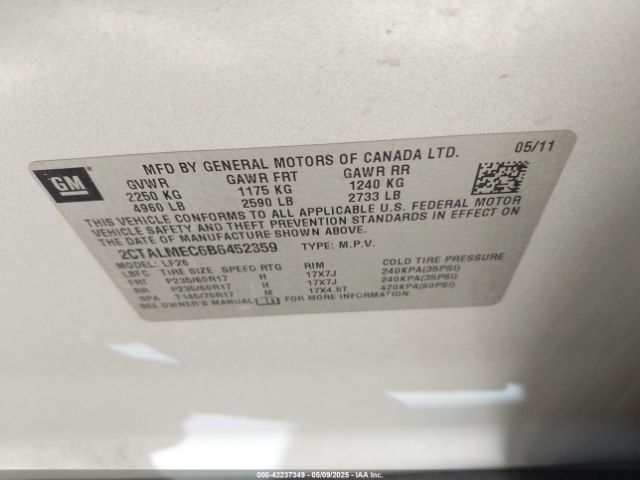 2011 GMC TERRAIN 2CTALMEC6B6452359 Photo 8