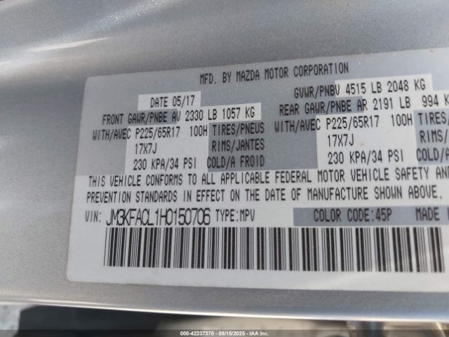 2017 MAZDA CX-5 JM3KFACL1H0150706 Photo 8