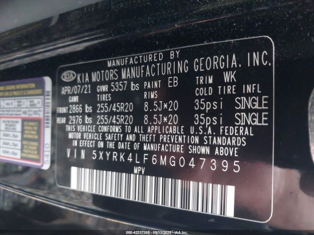 2021 KIA SORENTO 5XYRK4LF6MG047395 Photo 8