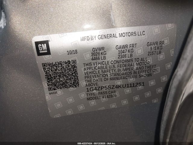 1G4ZP5SZ4KU111251 Buick Lacrosse Fwd Essence