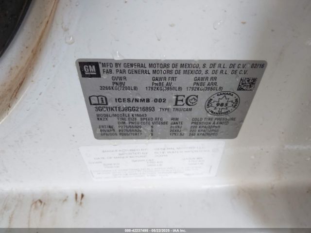 3GCUKTEJ8GG216893 Chevrolet Silverado 1500 High Country