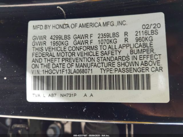 1HGCV1F13LA068071 Honda ACCORD LX