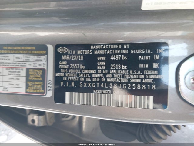 5XXGT4L38JG258818 KIA gdi