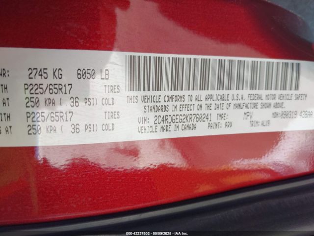2019 DODGE GRAND CARAVAN 2C4RDGEG2KR760241 Photo 8