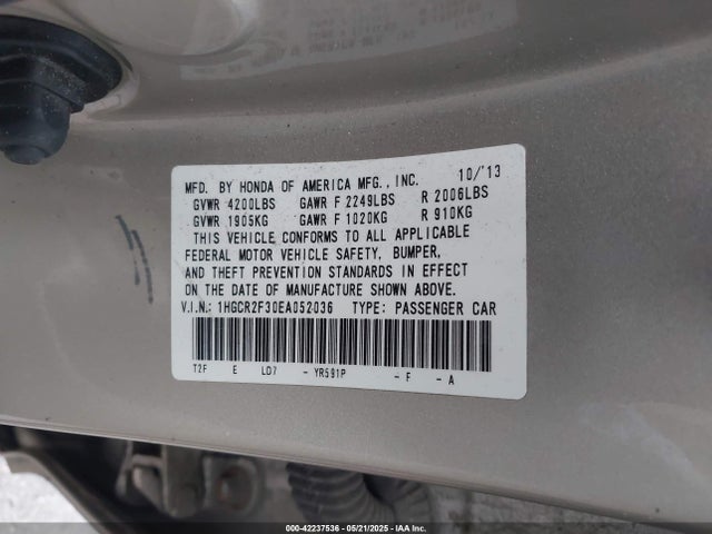 1HGCR2F30EA052036 Honda ACCORD LX