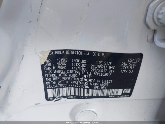 3CZRU5H77KM726796 Honda r18z9