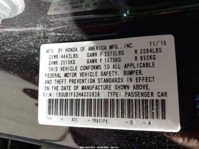 19UUB1F52HA005938 Acura Tlx Technology Package