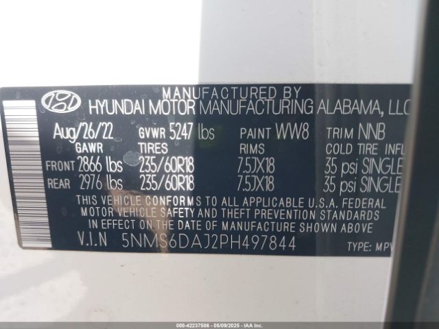 5NMS6DAJ2PH497844 Hyundai Santa Fe Xrt