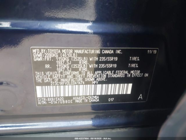 2T3C1RFV2LC041474 Toyota Rav4 Xle Premium