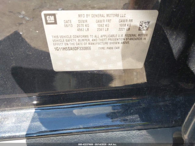 Aukcja sprzedaży 2013 Chevrolet Malibu 1lz, vin: 1G11H5SA6DF330866, numer aukcji: 42237609