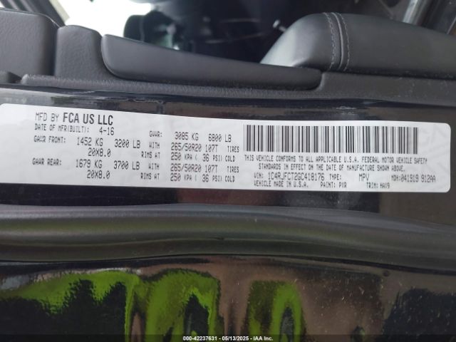 2016 JEEP GRAND CHEROKEE 1C4RJFCT2GC418176 Photo 8