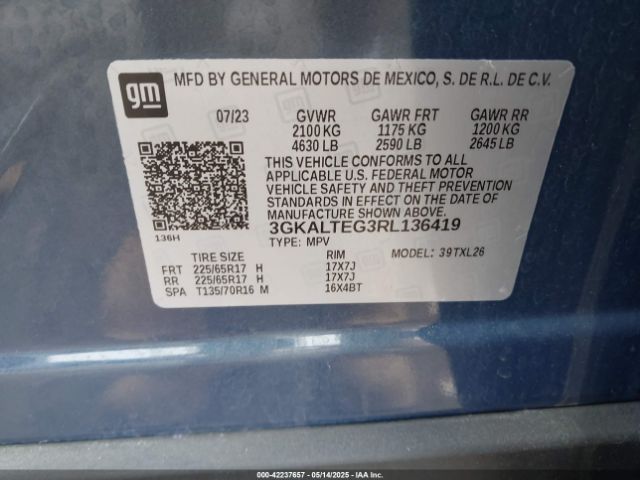 3GKALTEG3RL136419 GMC Terrain Sle