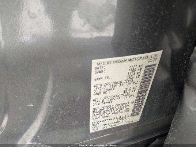 Nissan Titan Sv 4x2 2021 1N6AA1EFXMN508115 Image 9