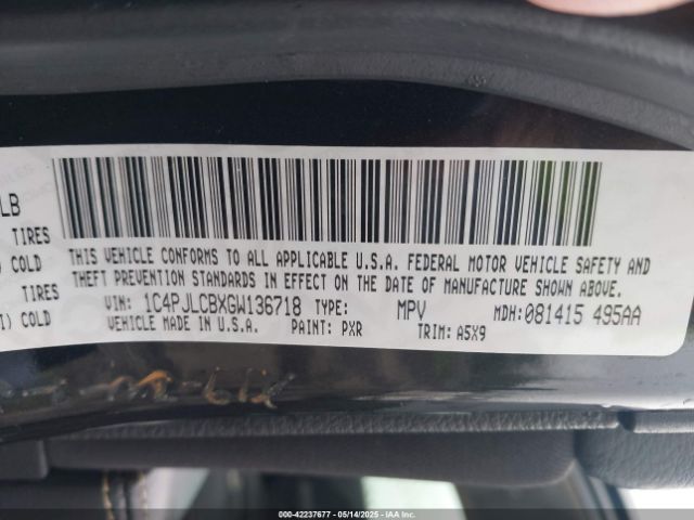 1C4PJLCBXGW136718 Jeep Cherokee Altitude