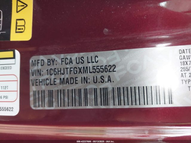 1C6HJTFGXML555622 Jeep Gladiator Overland 4x4