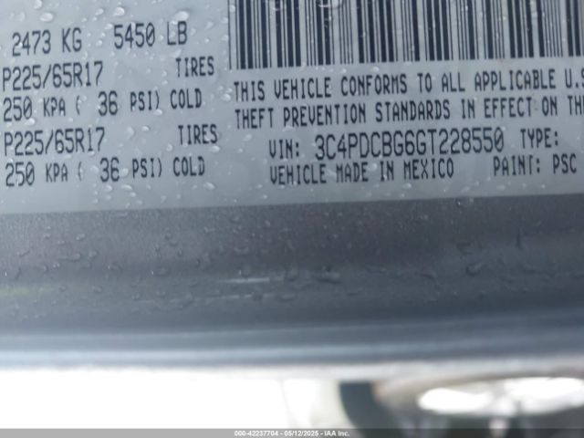 3C4PDCBG6GT228550 Dodge Journey Sxt