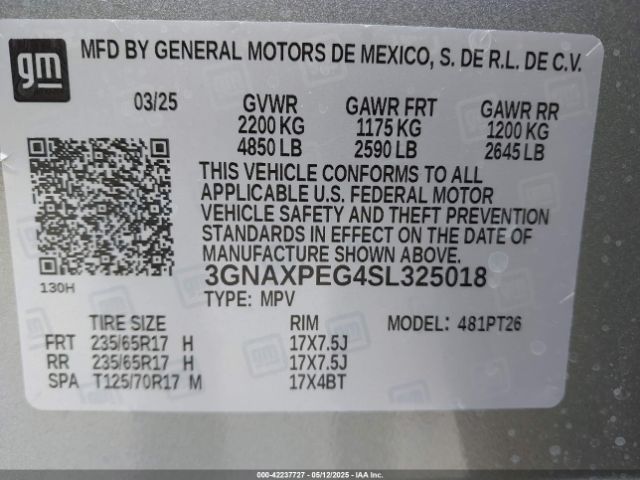 3GNAXPEG4SL325018 Chevrolet Equinox Awd Lt