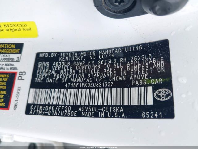 4T1BF1FK0EU831337 Toyota Camry Se Sport