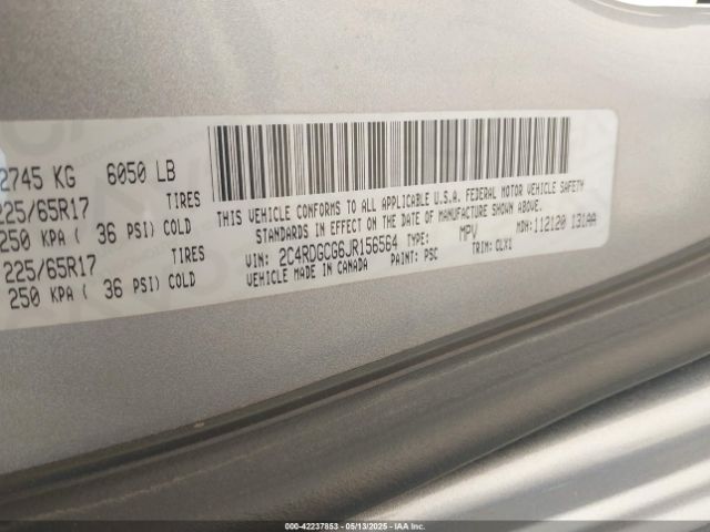 2C4RDGCG6JR156564 Dodge Grand Caravan Sxt
