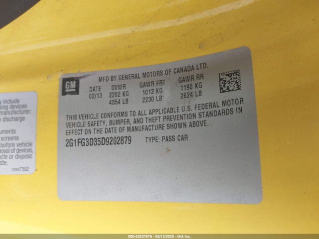 2013 CHEVROLET CAMARO 2G1FG3D35D9202879 Photo 8