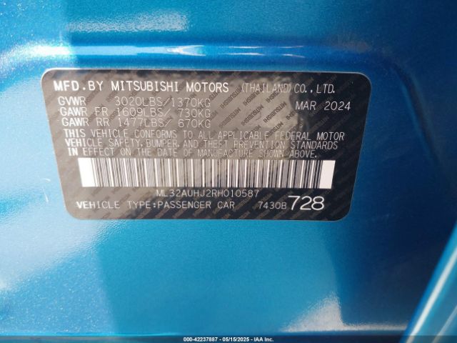 2024 MITSUBISHI MIRAGE ML32AUHJ2RH010587 Photo 8