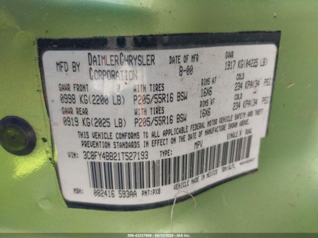 2001 CHRYSLER PT CRUISER 3C8FY4BB21T527193 Photo 8