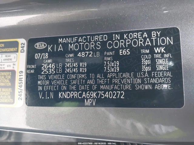 KNDPRCA69K7540272 KIA t-gdi theta ii